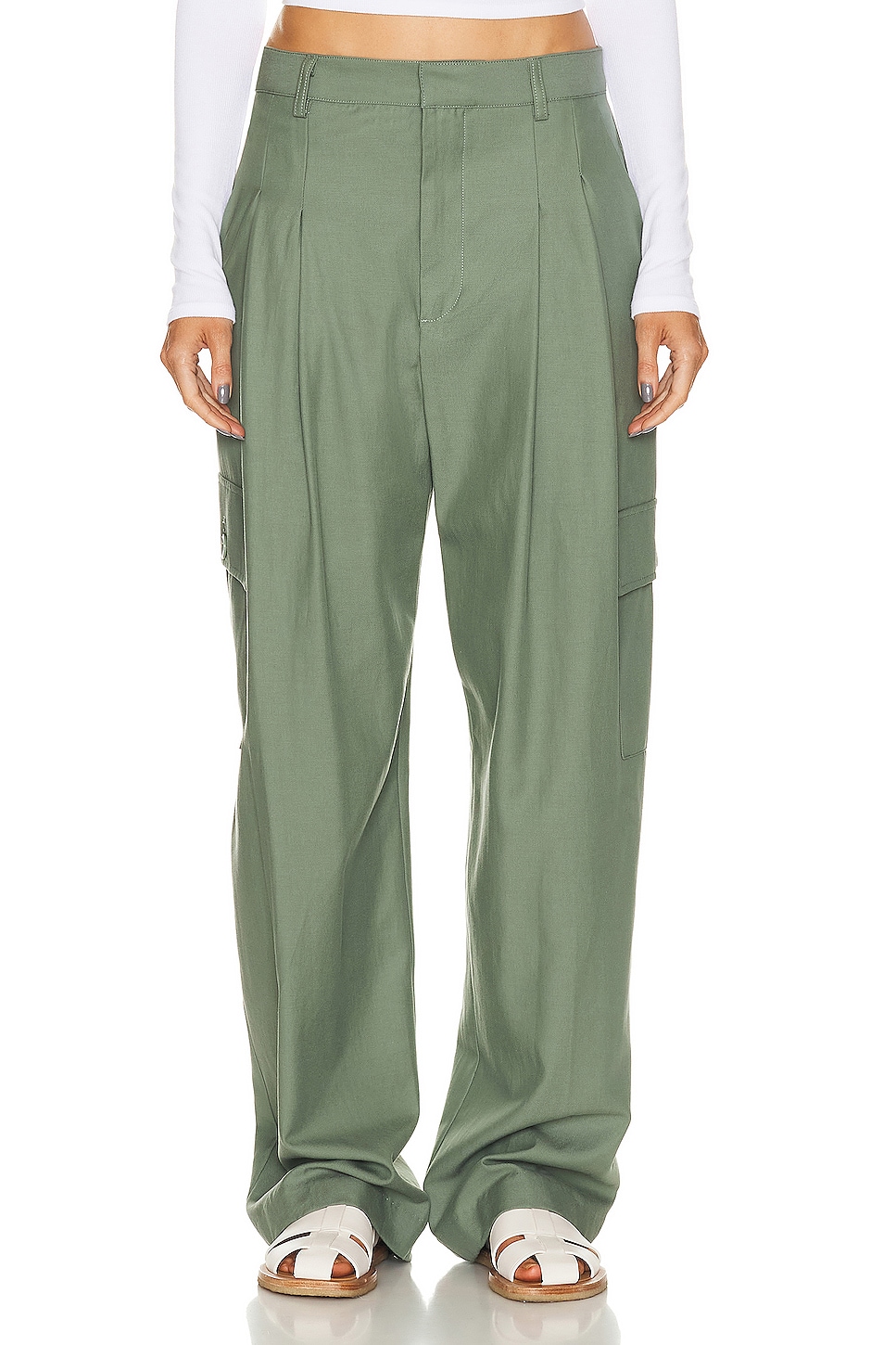 Image 1 of Enza Costa Cargo Trouser in Sage
