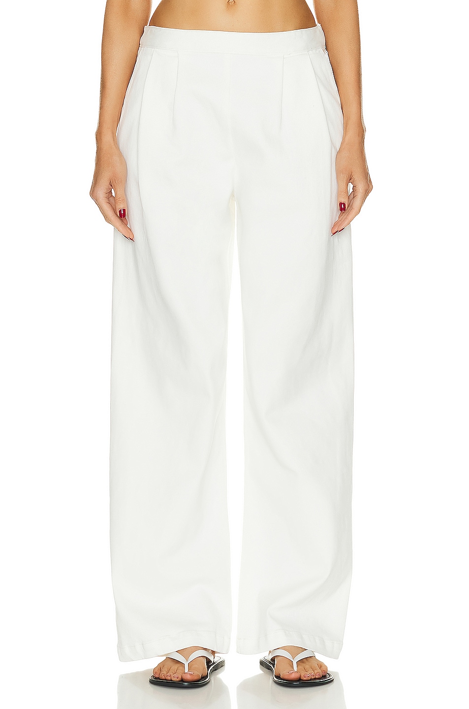 Enza Costa Soft Touch Pleated Wide Leg Pant in Undyed | FWRD