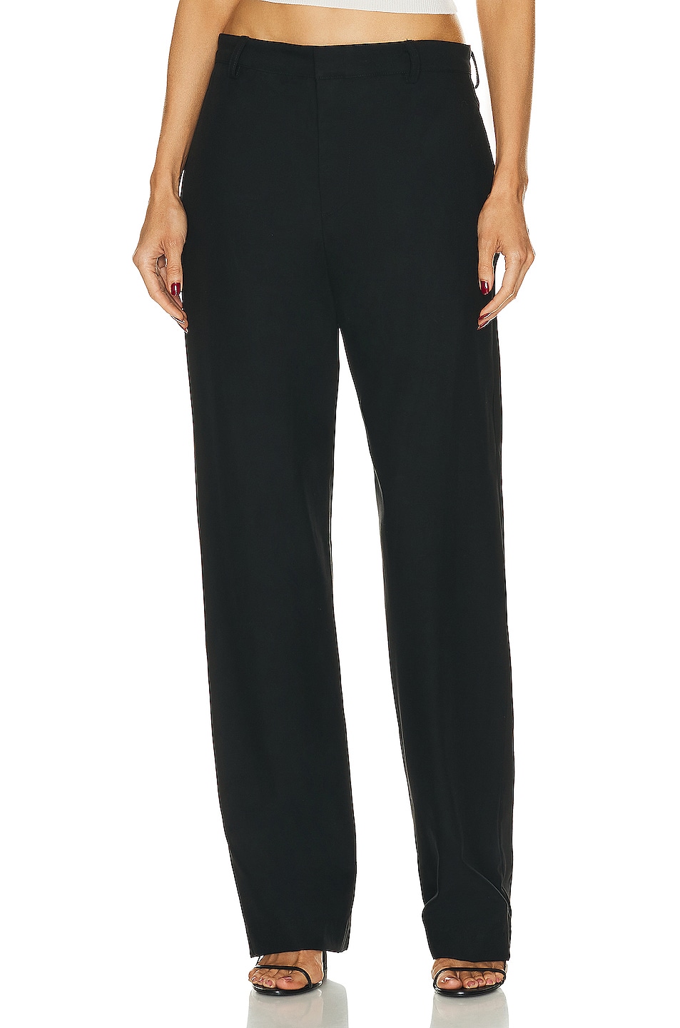 Image 1 of Enza Costa Straight Leg Chino Trouser in Black