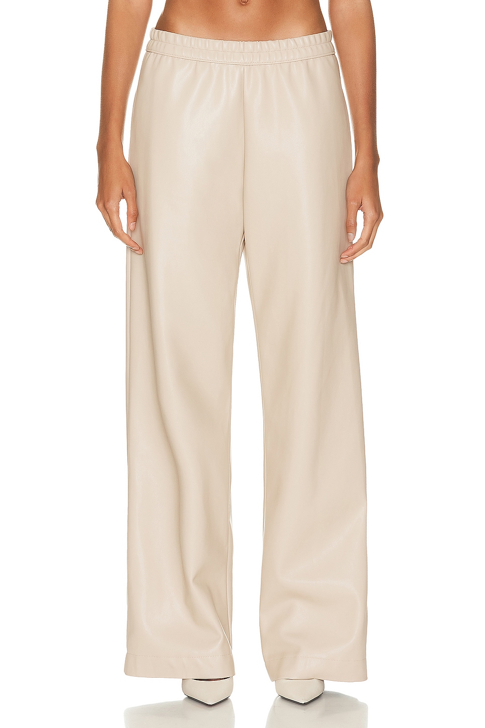 Image 1 of Enza Costa Soft Leather Straight Leg Pant in Khaki