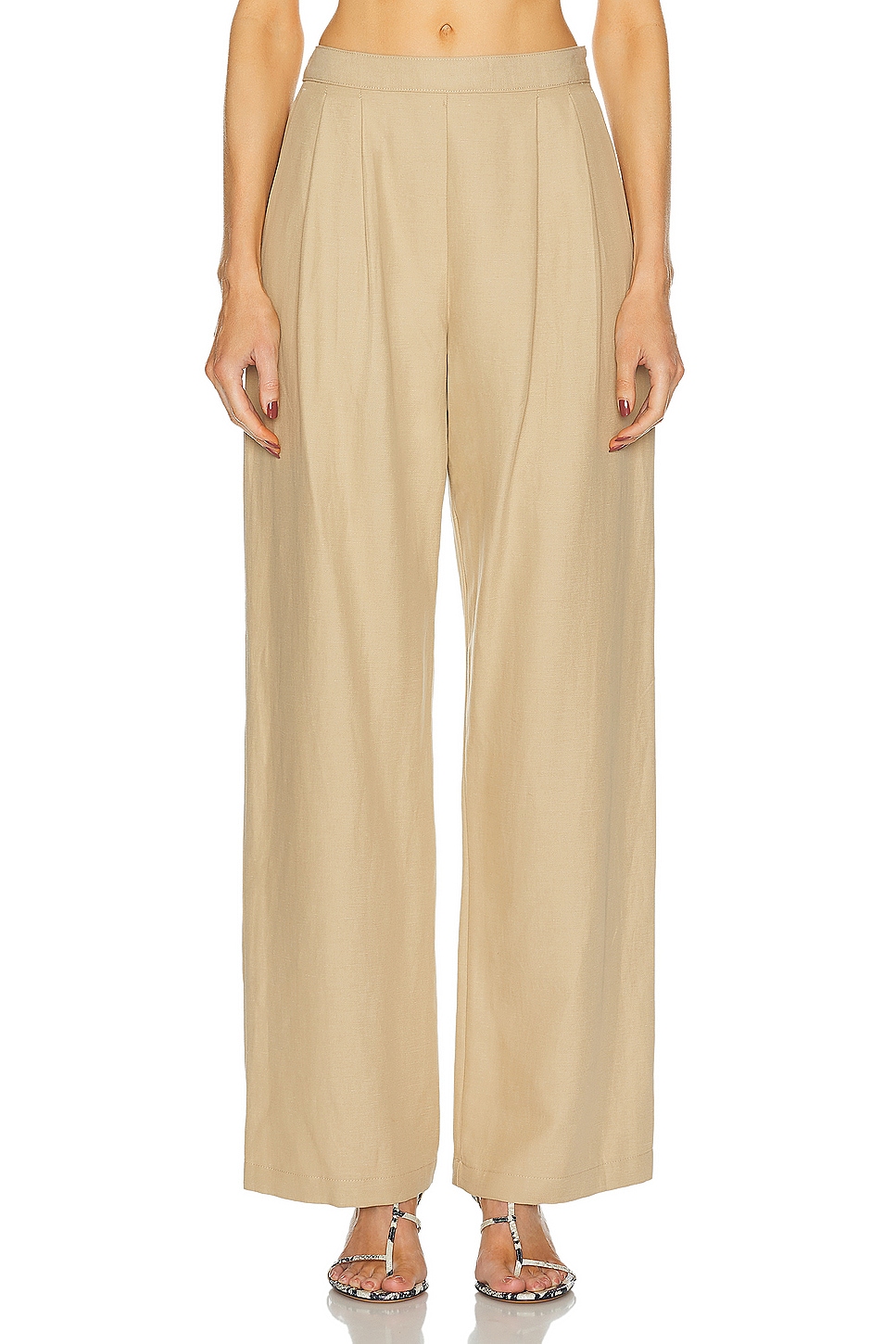 Image 1 of Enza Costa Twill Pleated Pant in Tan