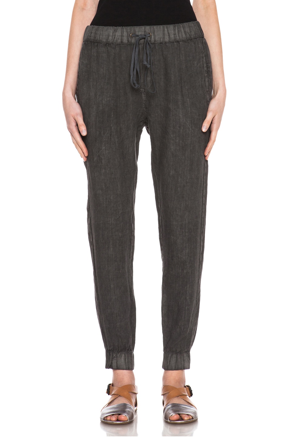 Image 1 of Enza Costa Linen Lounge Pant in Carbon