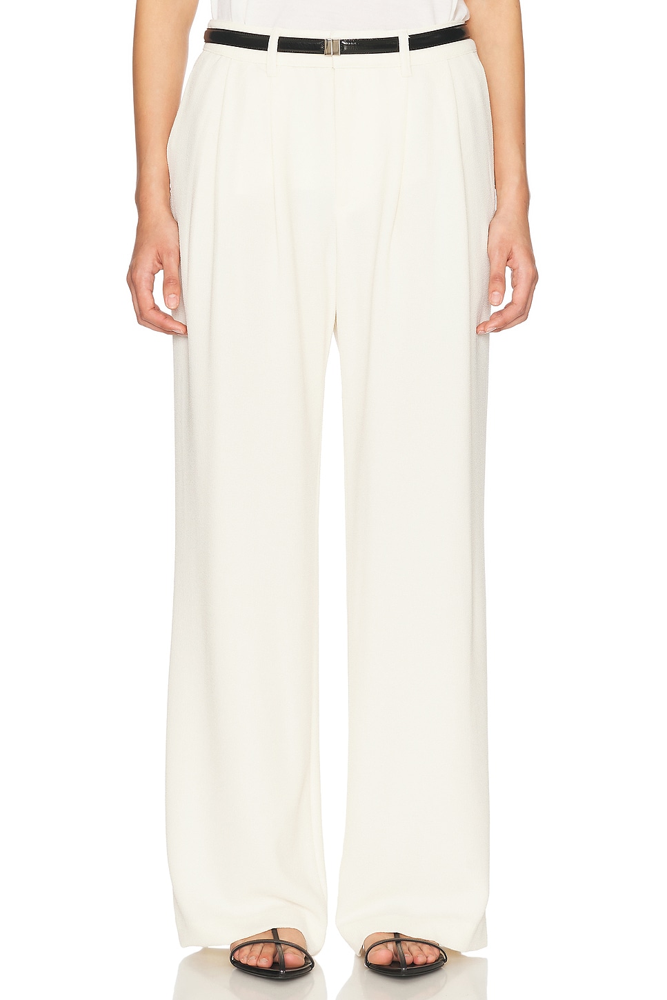 Image 1 of Enza Costa Crepe Mid Rise Trouser in Cream