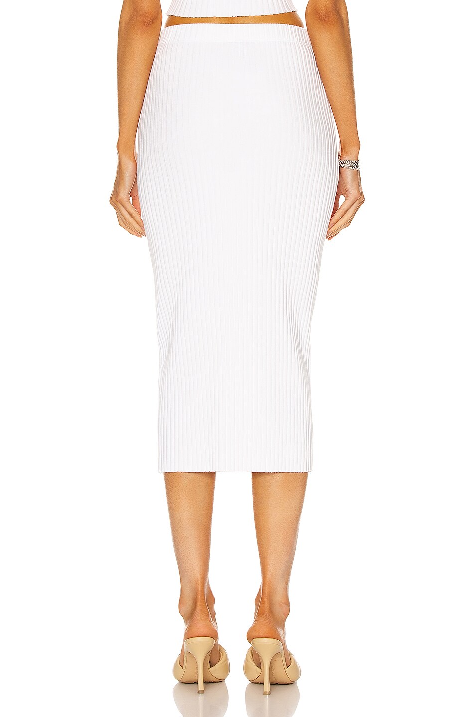 Enza Costa Rib Sweater Knit Pencil Skirt in White | FWRD