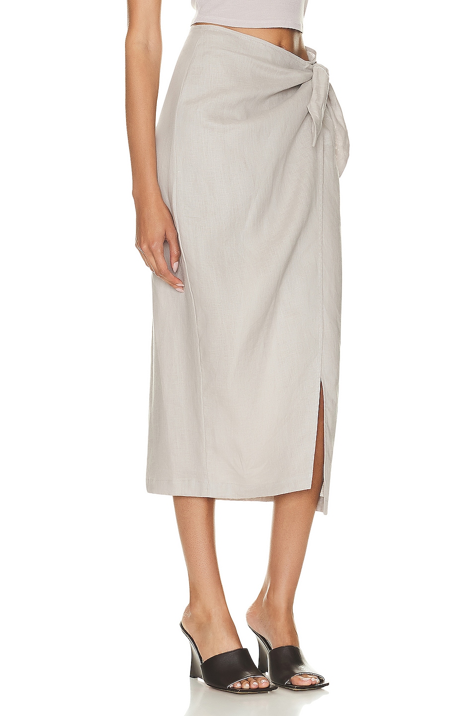 Enza Costa Linen Wrap Skirt in Mist FWRD