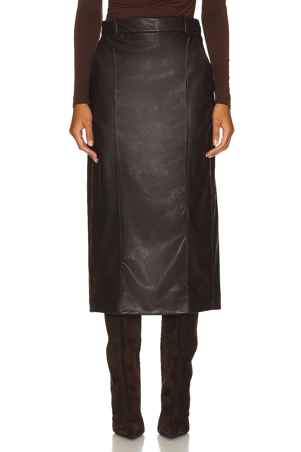 Image 1 of Enza Costa Soft Leather Trouser Skirt in Espresso