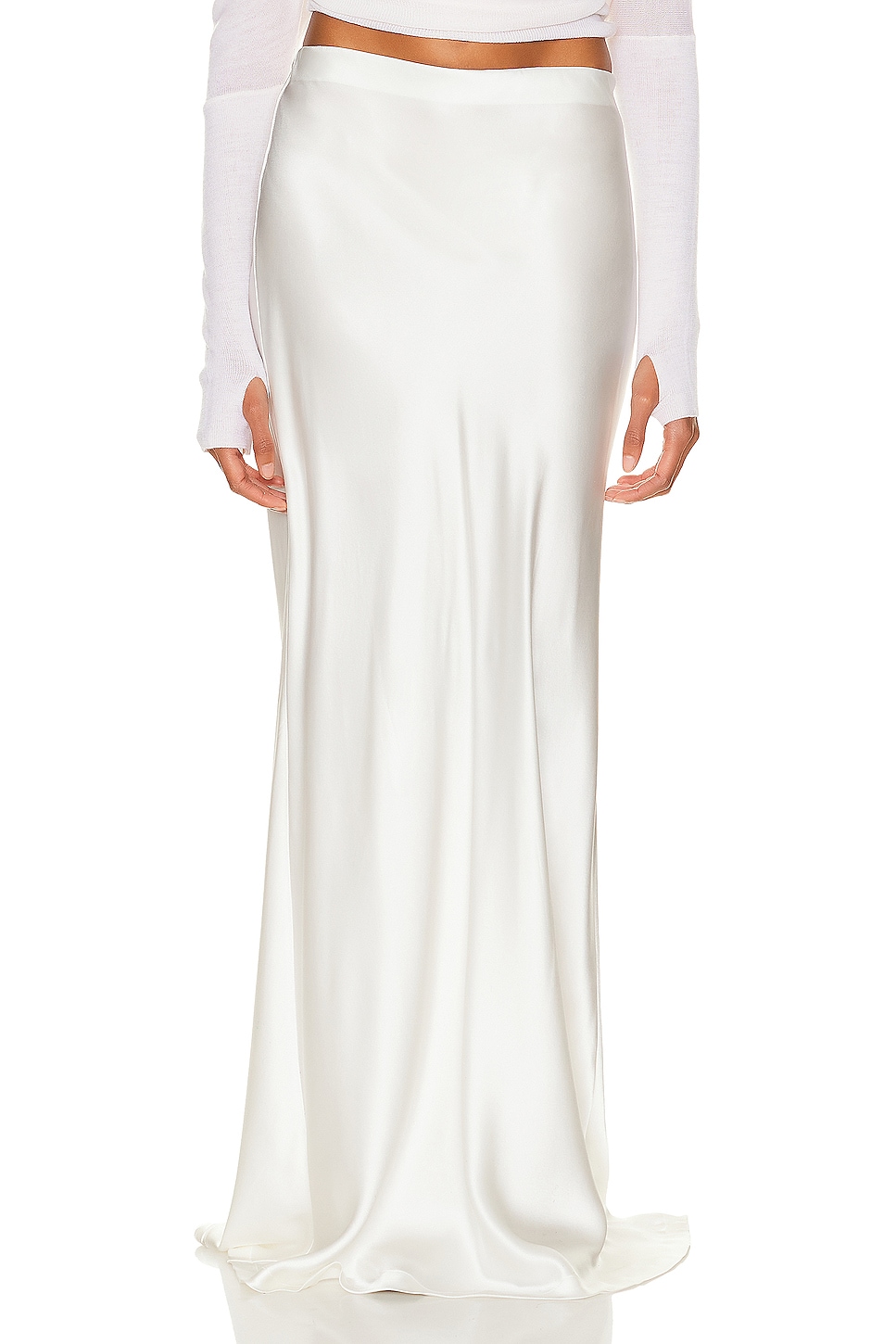 Image 1 of Enza Costa Silk Full Length Skirt in Off White
