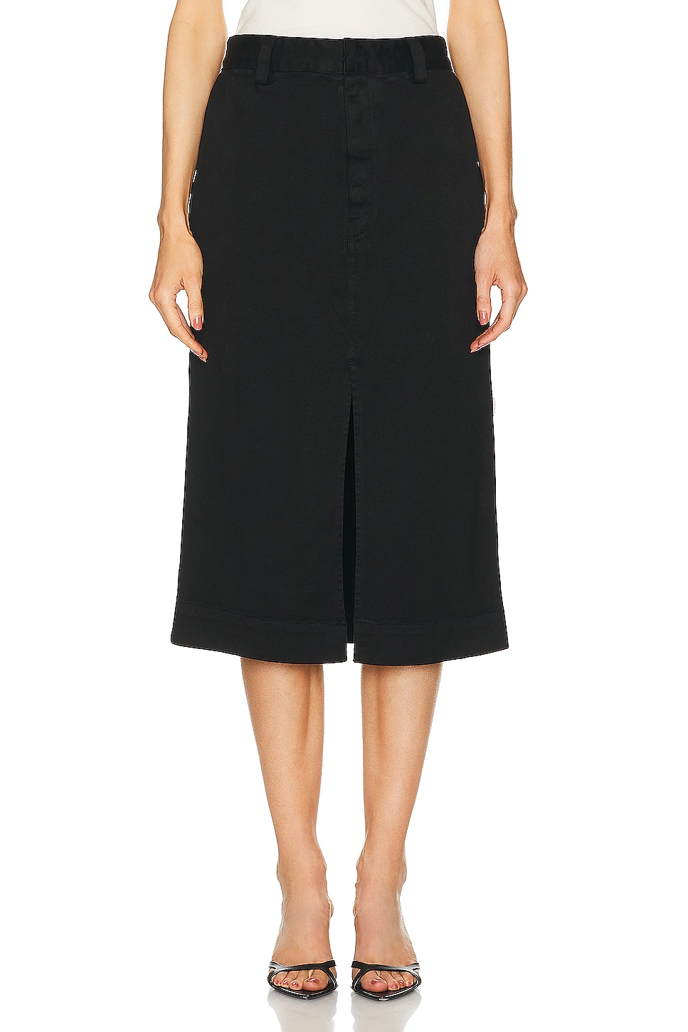Image 1 of Enza Costa Soft Touch Slit Skirt in Black