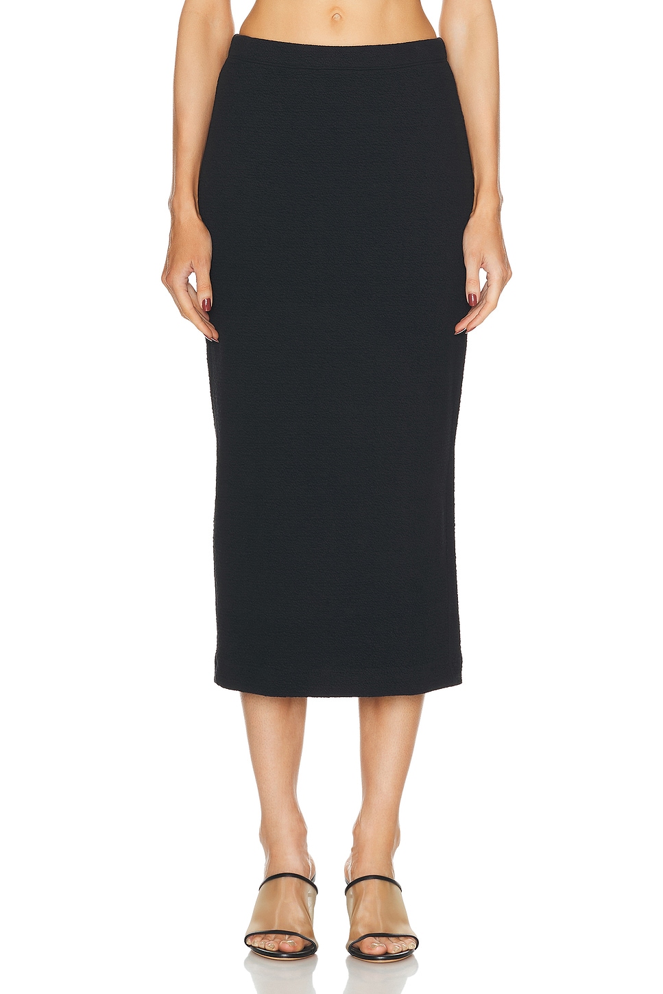 Image 1 of Enza Costa Textured Jacquard Skirt in Black