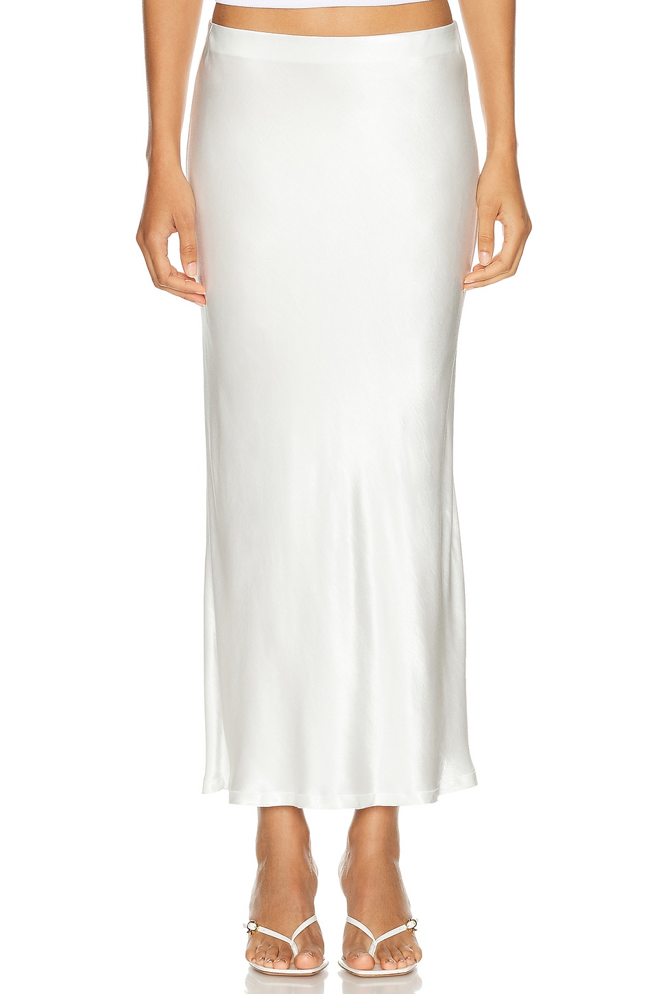 Image 1 of Enza Costa Satin Bias Cut Skirt in Undyed