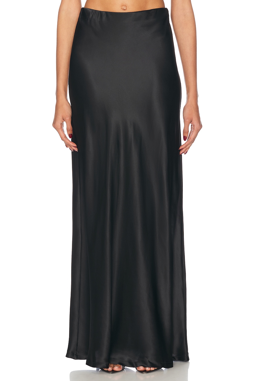 Image 1 of Enza Costa Silk Full Length Skirt in Black