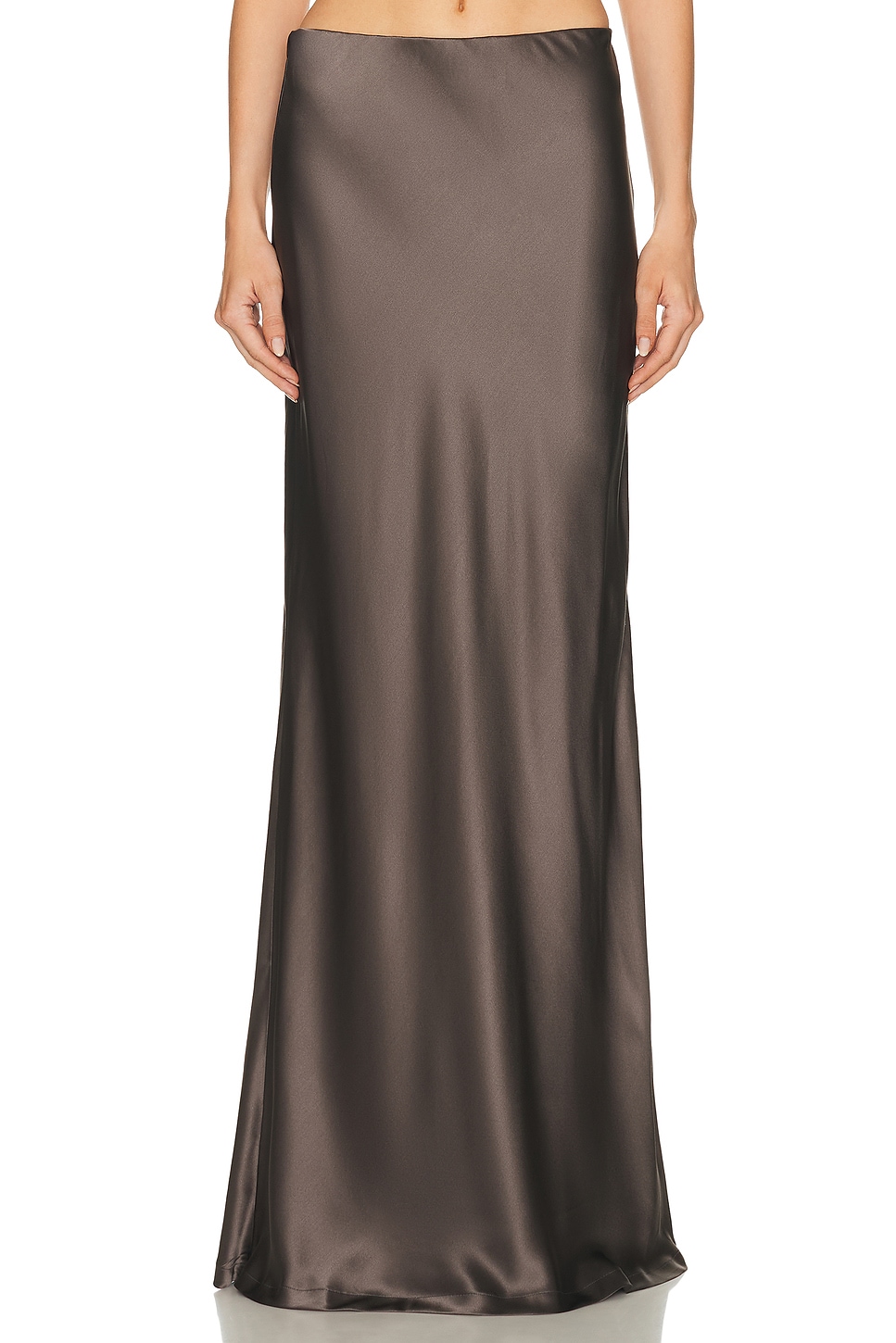 Image 1 of Enza Costa Silk Full Length Skirt in Gunmetal