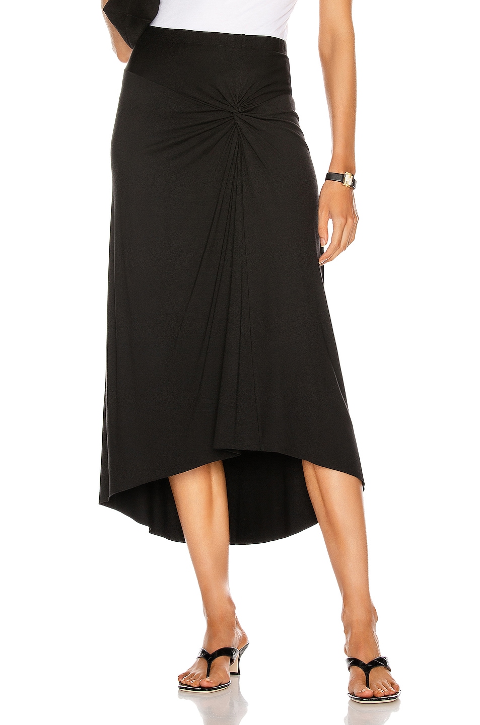 Image 1 of Enza Costa Matte Jersey Side Knot Skirt in Black