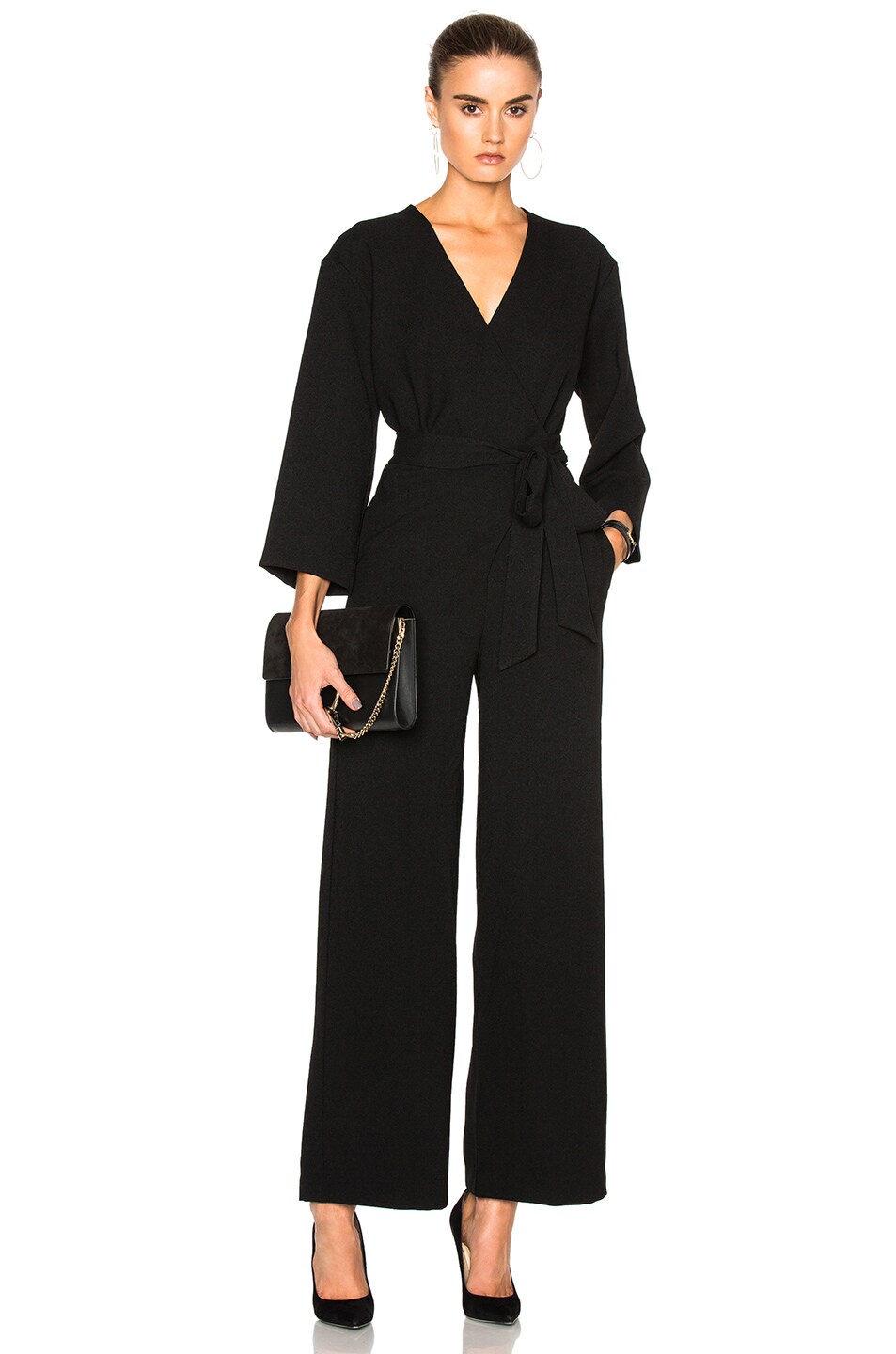 Image 1 of Enza Costa Wrap Jumpsuit in Black