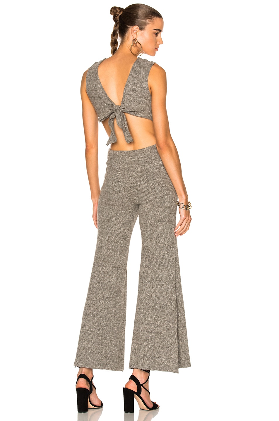 Image 1 of Enza Costa Rib Wrap Tie Jumpsuit in Heather Gray