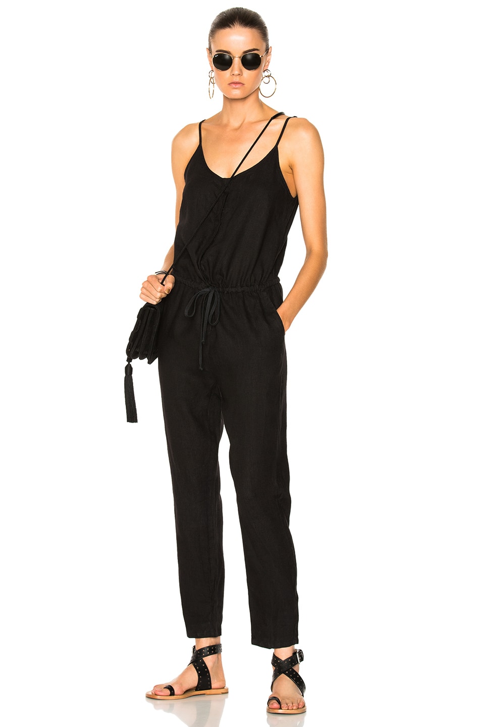 Image 1 of Enza Costa Strappy Jumpsuit in Black