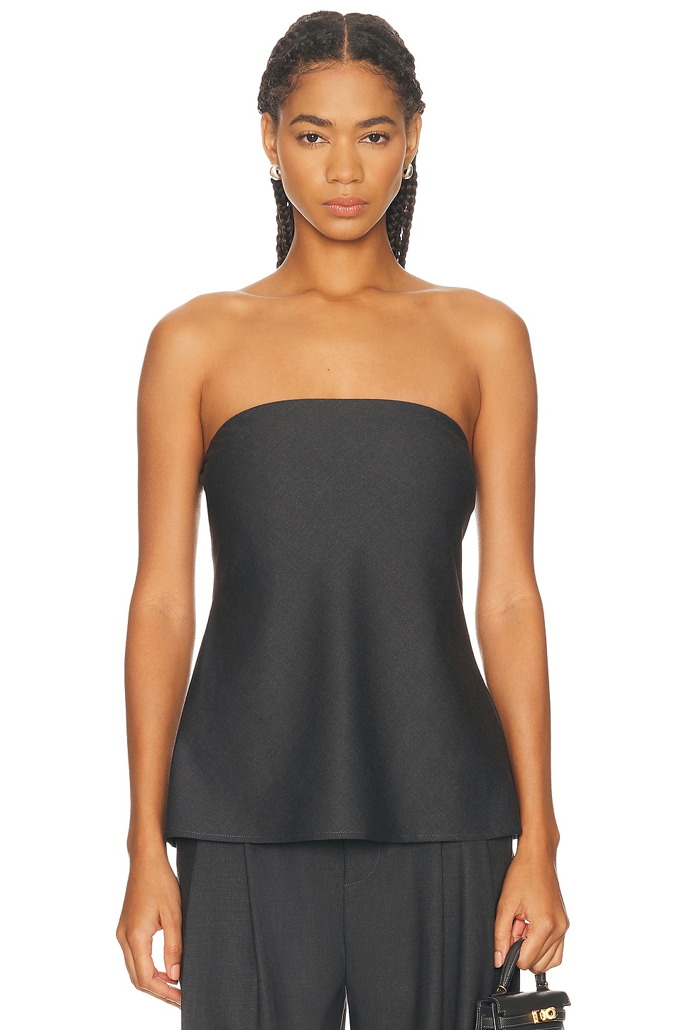 Image 1 of Enza Costa Easy Strapless Tunic Top in Charcoal