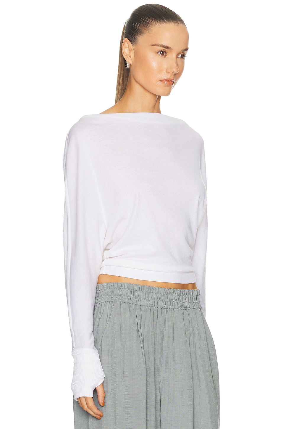 Enza Costa Cashmere Jersey Dolman Top In White