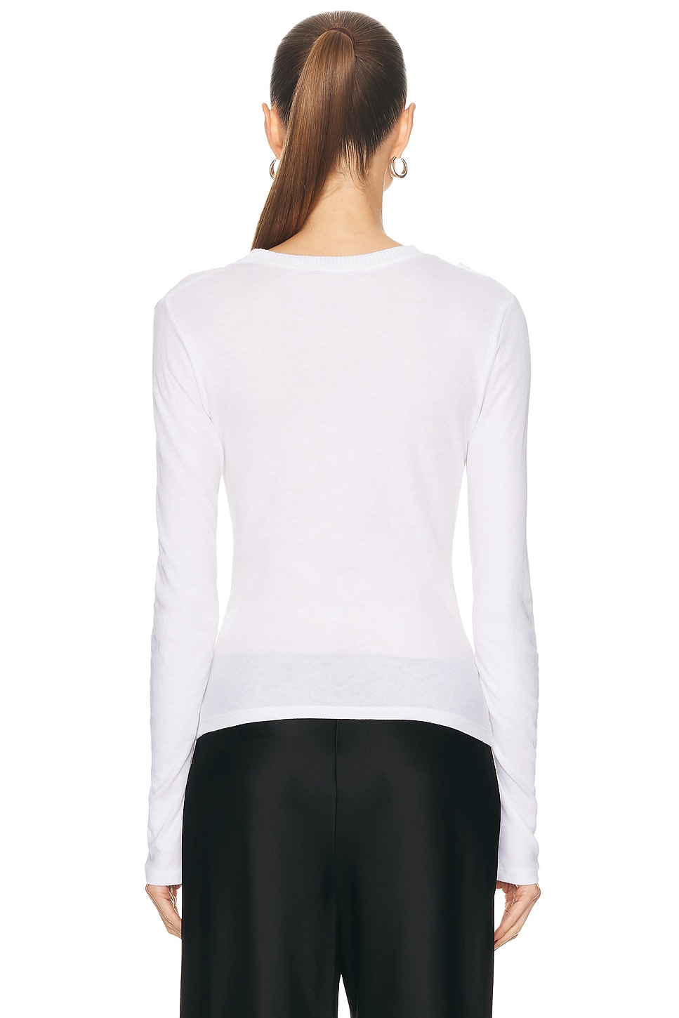 Enza Costa Cashmere Jersey Draped Long Sleeve Crewneck Top