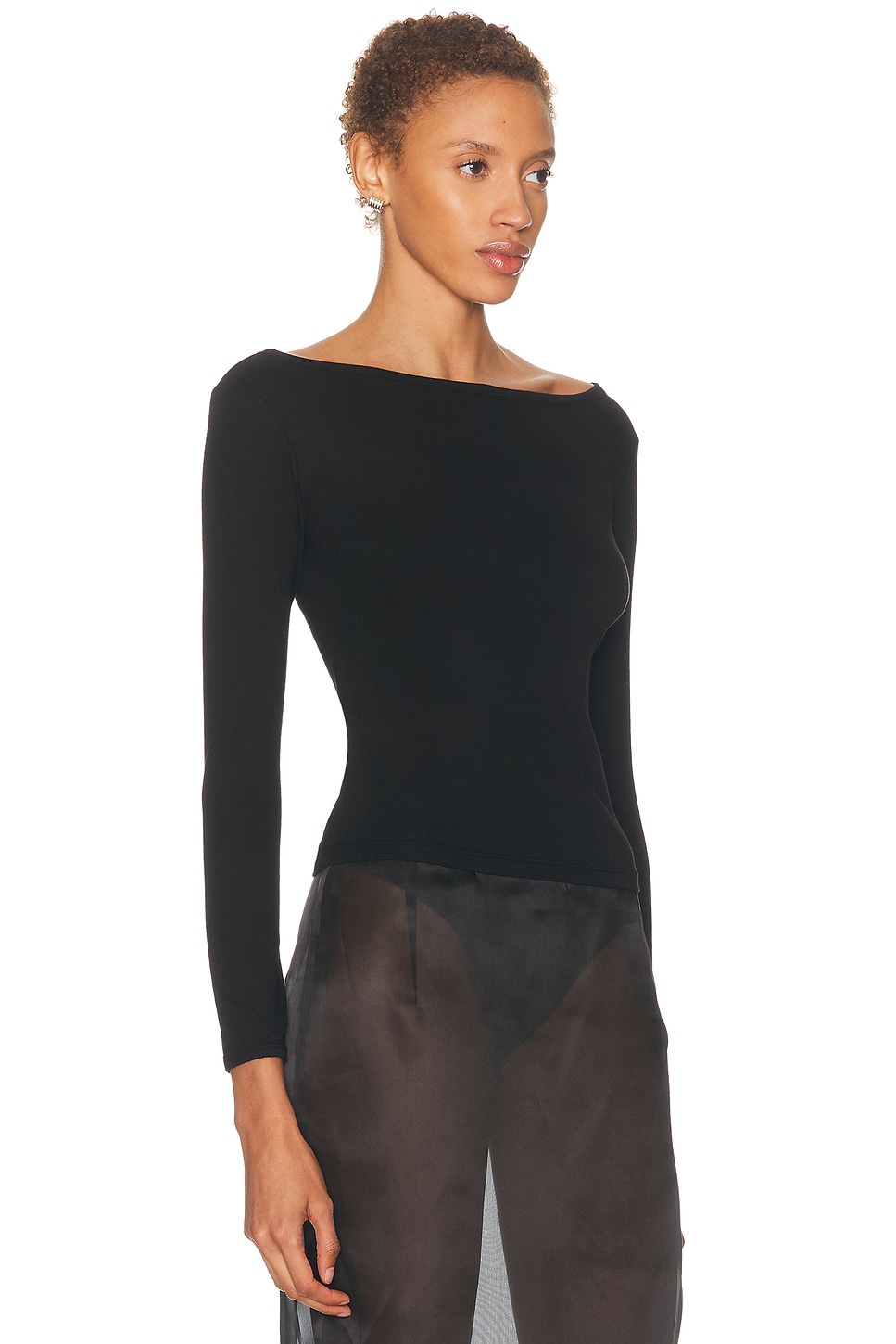 Fine Supima Cotton Long Sleeve Boatneck Top