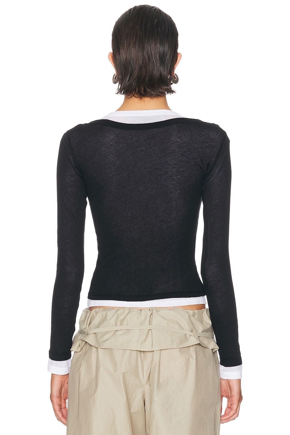 Tissue Jersey Layered Long Sleeve Top