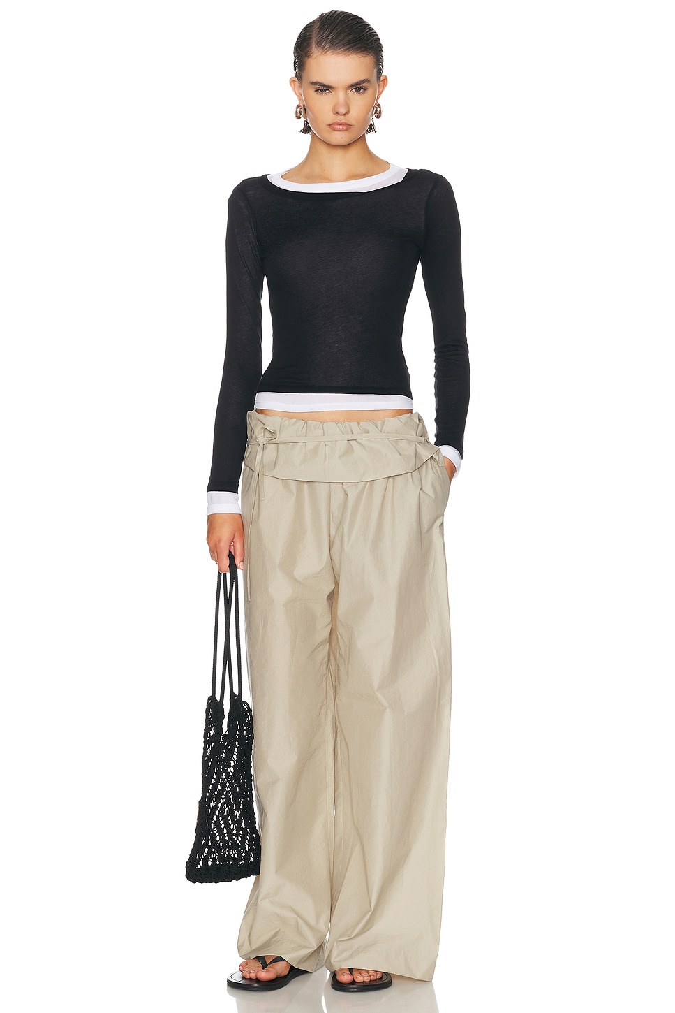 Tissue Jersey Layered Long Sleeve Top
