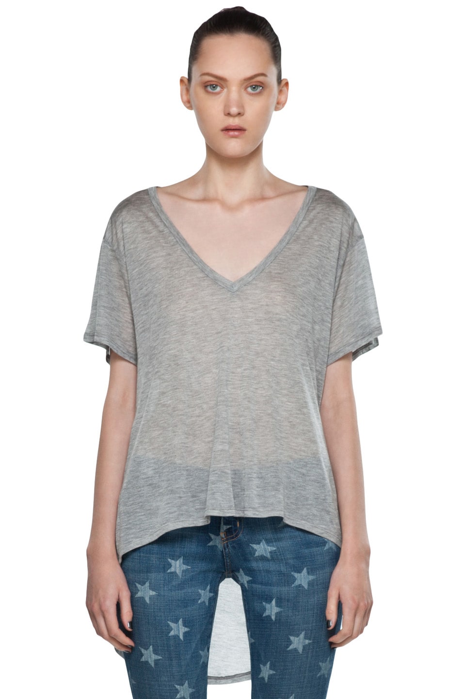 Image 1 of Enza Costa Loose Tail Tee in Light Heather Grey