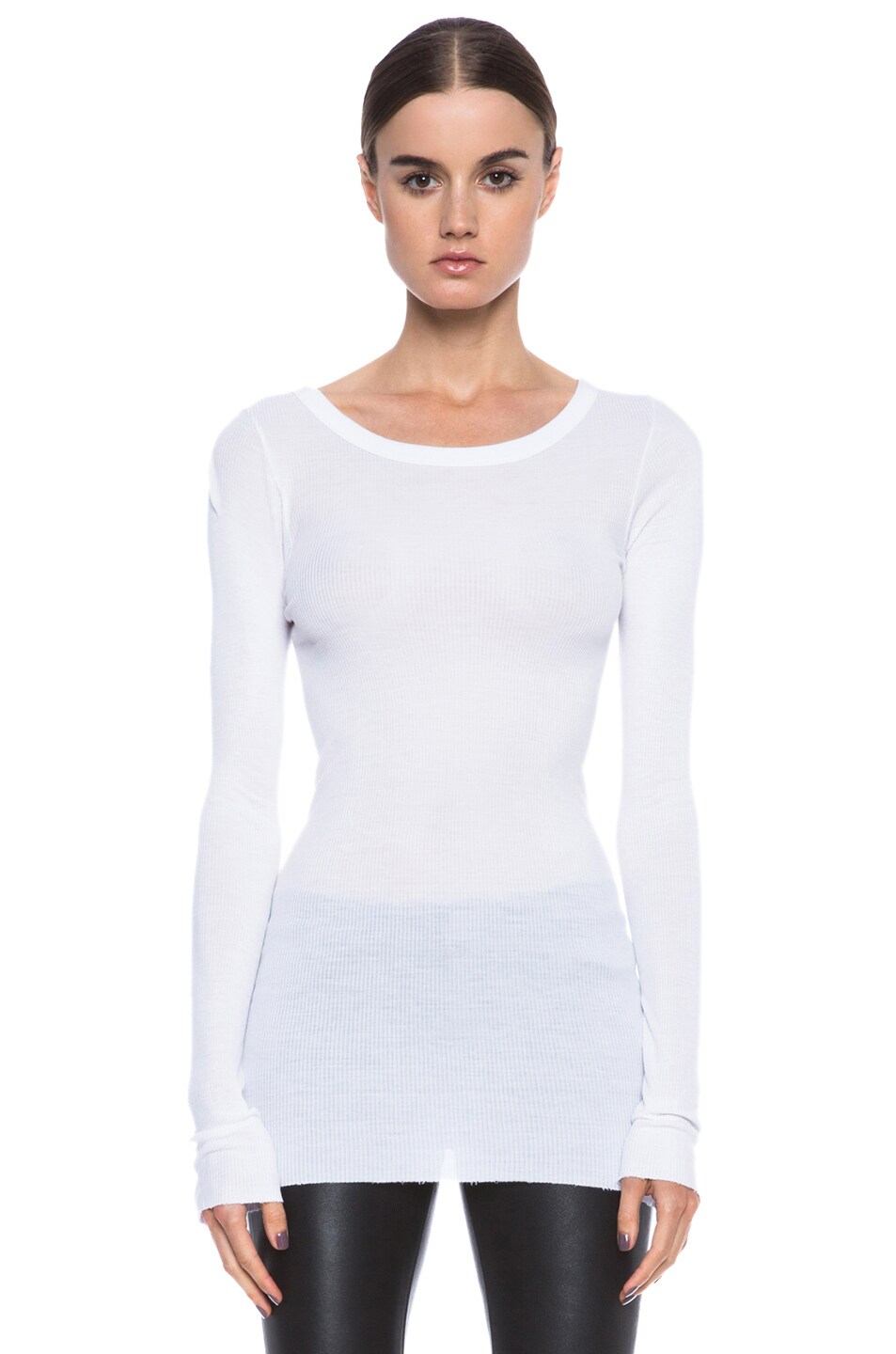 Image 1 of Enza Costa Rib Viscose-Blend Tee in White