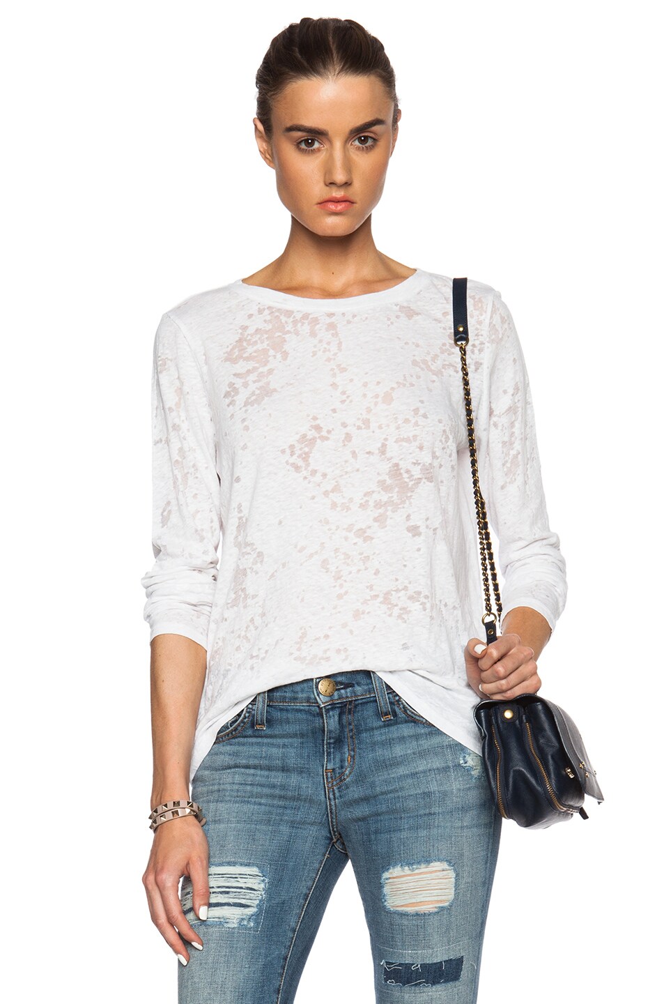 Image 1 of Enza Costa Loose Long Sleeve Top in White