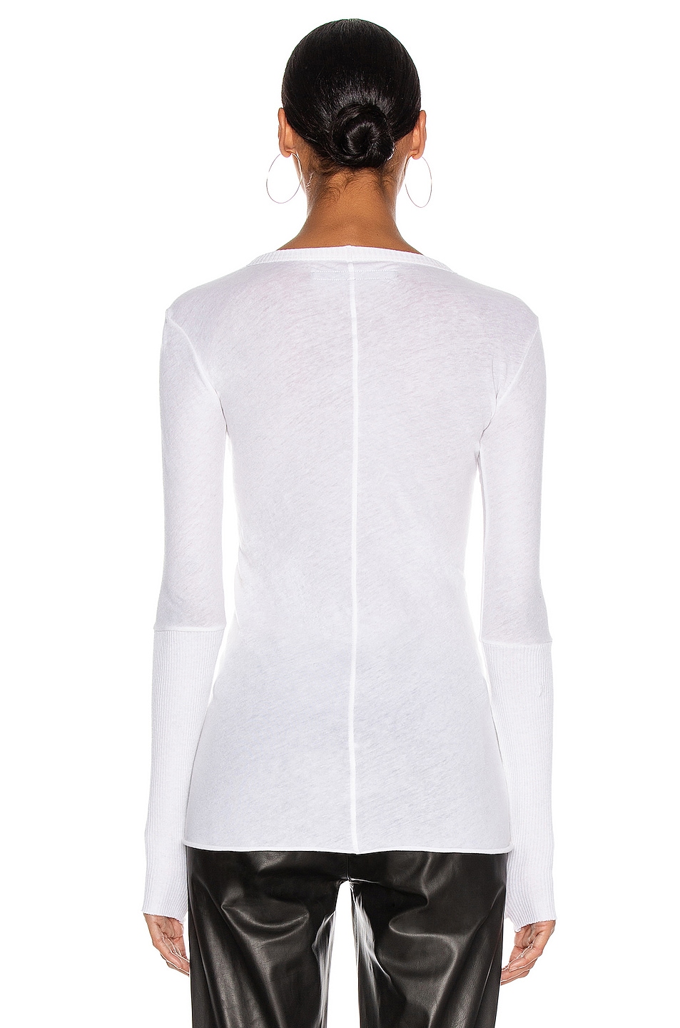 Enza Costa Cashmere Cuffed Crew Tee in White | FWRD