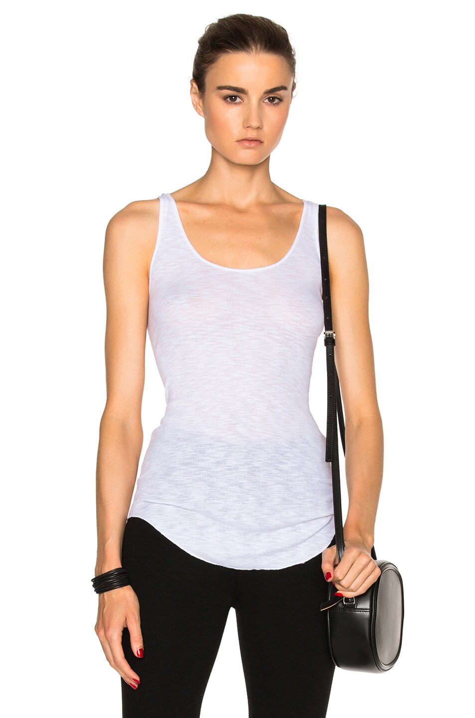 Image 1 of Enza Costa Rib Fitted Baseball Top in White