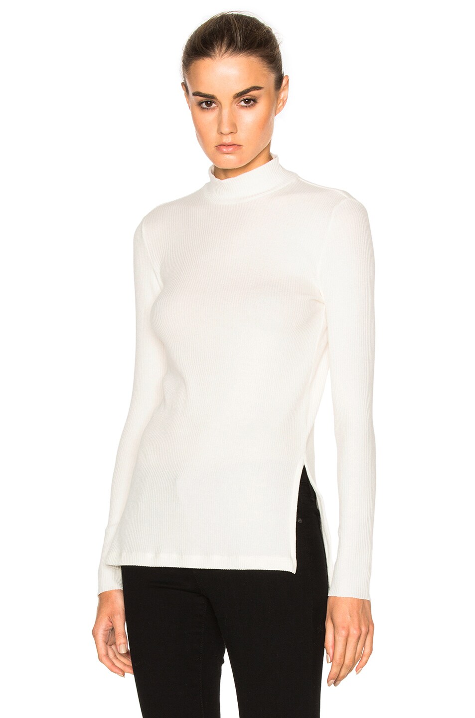 Image 1 of Enza Costa Long Sleeve Mock Neck Tee in Winter White