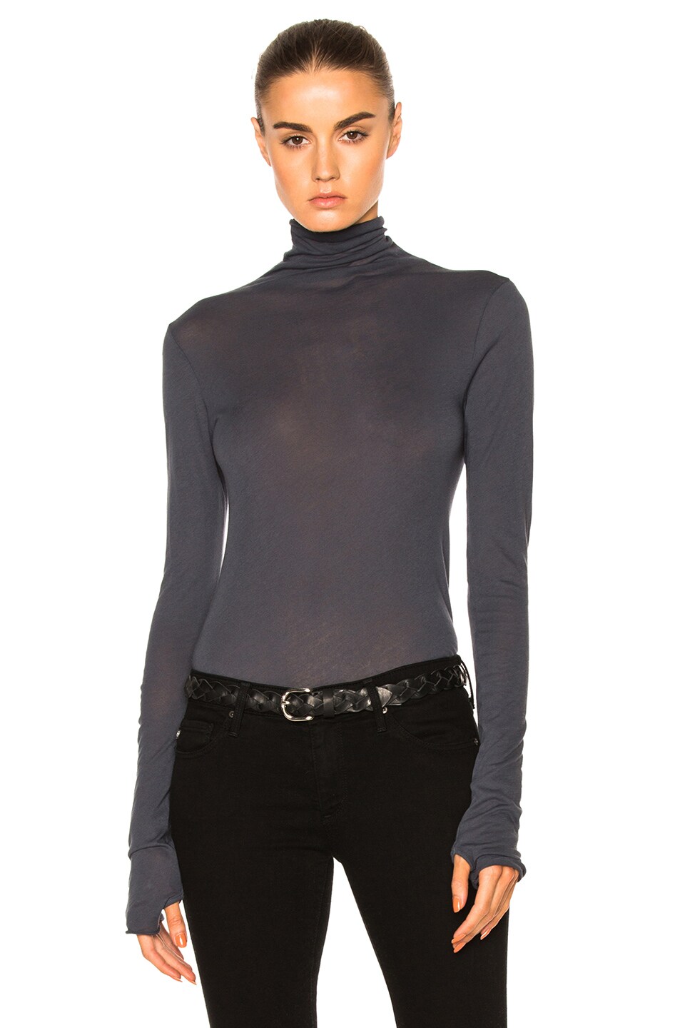 Image 1 of Enza Costa Turtleneck Fitted Tee in Petrol