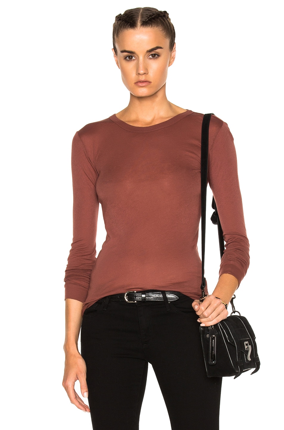 Image 1 of Enza Costa Bold Long Sleeve Top in Sable