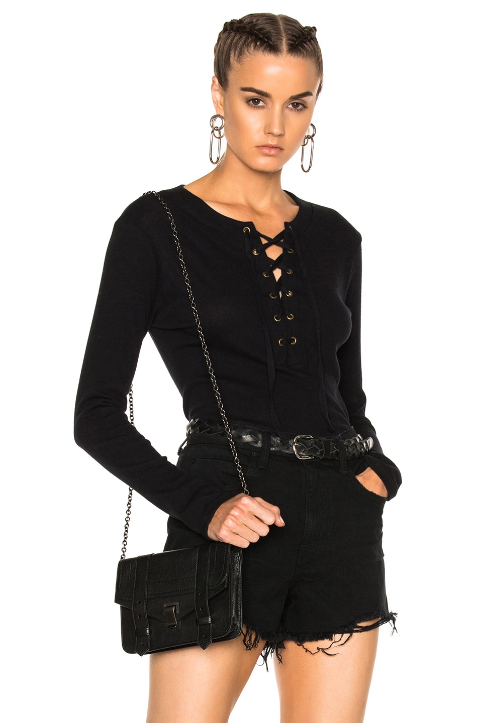 Image 1 of Enza Costa Lace Up Top in Black