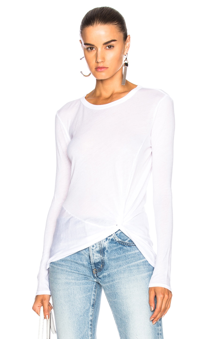 Image 1 of Enza Costa Side Knot Tee in White