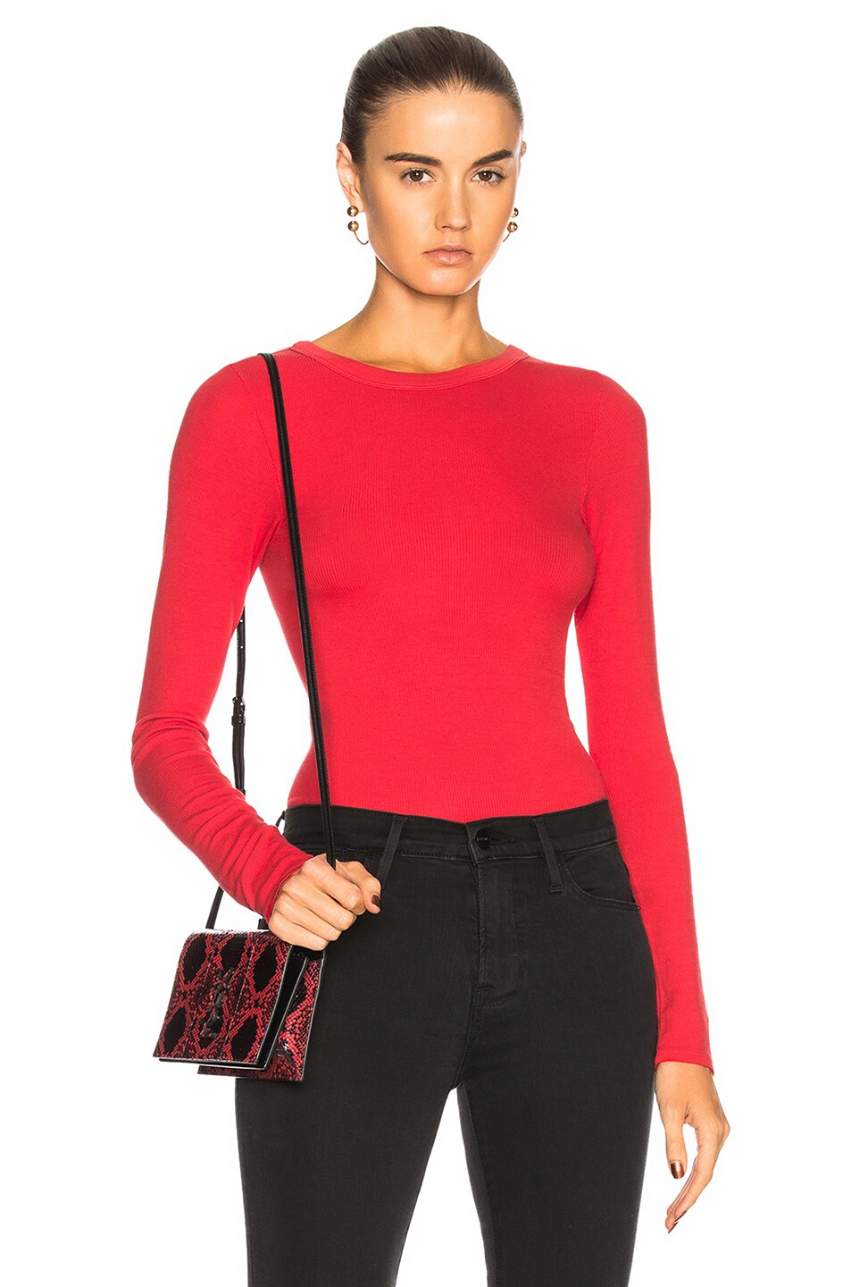 Image 1 of Enza Costa Fitted Rib Top in Iconic Red