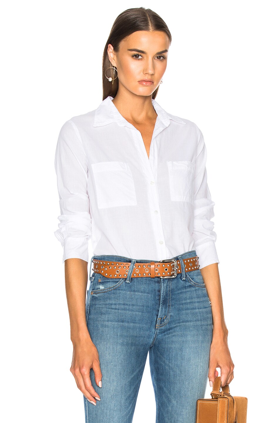 Image 1 of Enza Costa Split Back Shirt in White