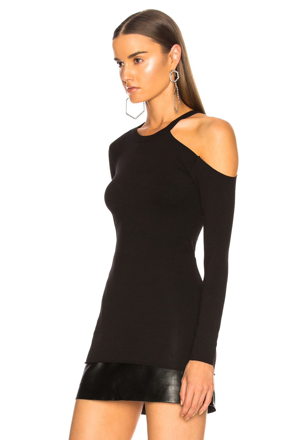 Enza Costa for FWRD Exposed Shoulder Top in Black | FWRD