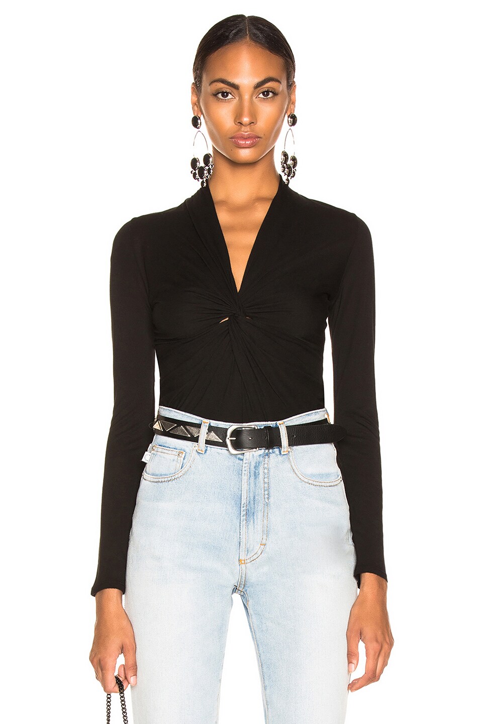 Image 1 of Enza Costa Twisted V Long Sleeve in Black