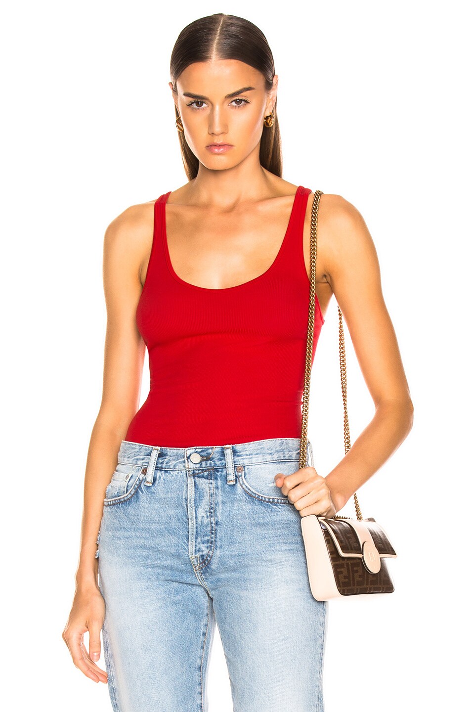 Image 1 of Enza Costa Rib Scoop Tank in Iconic Red