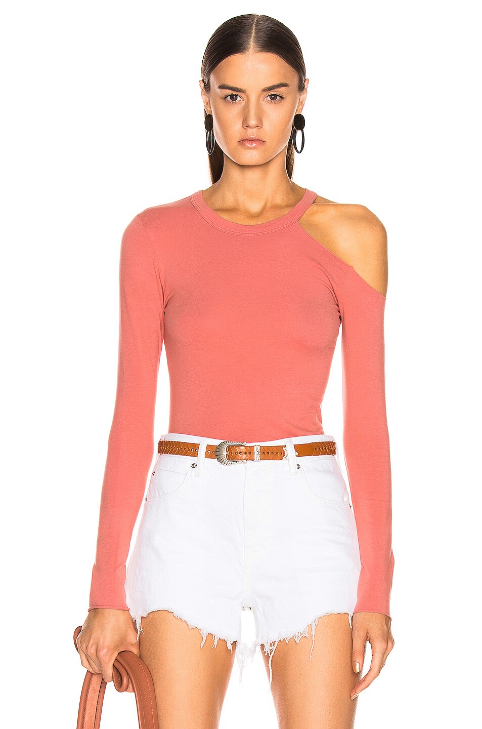 Image 1 of Enza Costa for FWRD Exposed Shoulder Top in Pink Sand