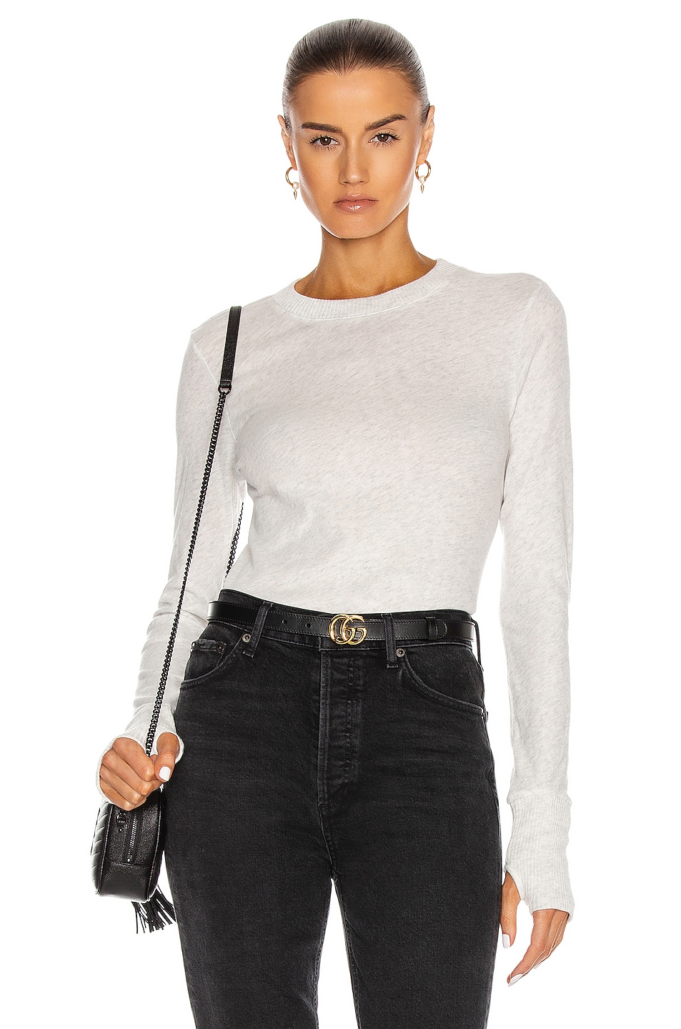 Image 1 of Enza Costa Cashmere Easy Cuffed Crew Tee in Ash