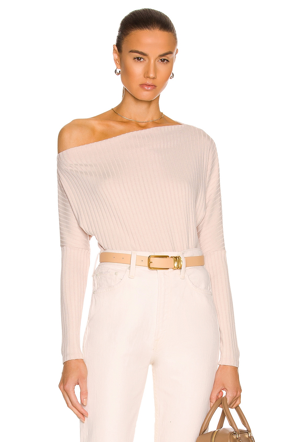 Image 1 of Enza Costa Sweater Rib Slouch Top in Rose Tan