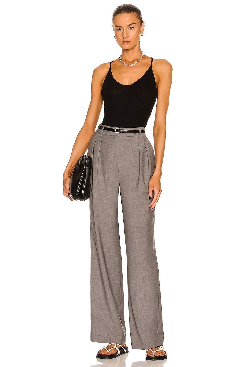 Stretch Silk Knit V Racer Tank