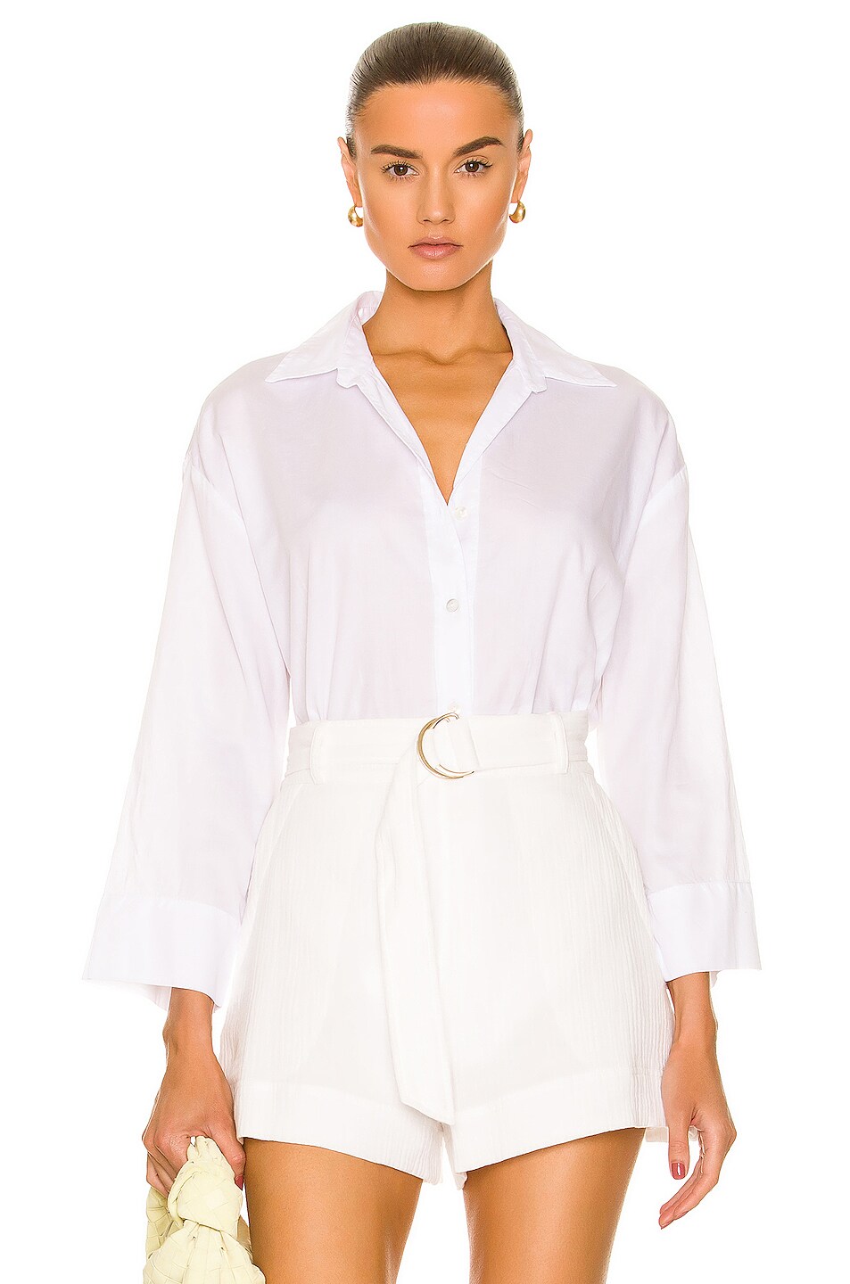 Image 1 of Enza Costa Cool Cotton Tunic Shirt in White