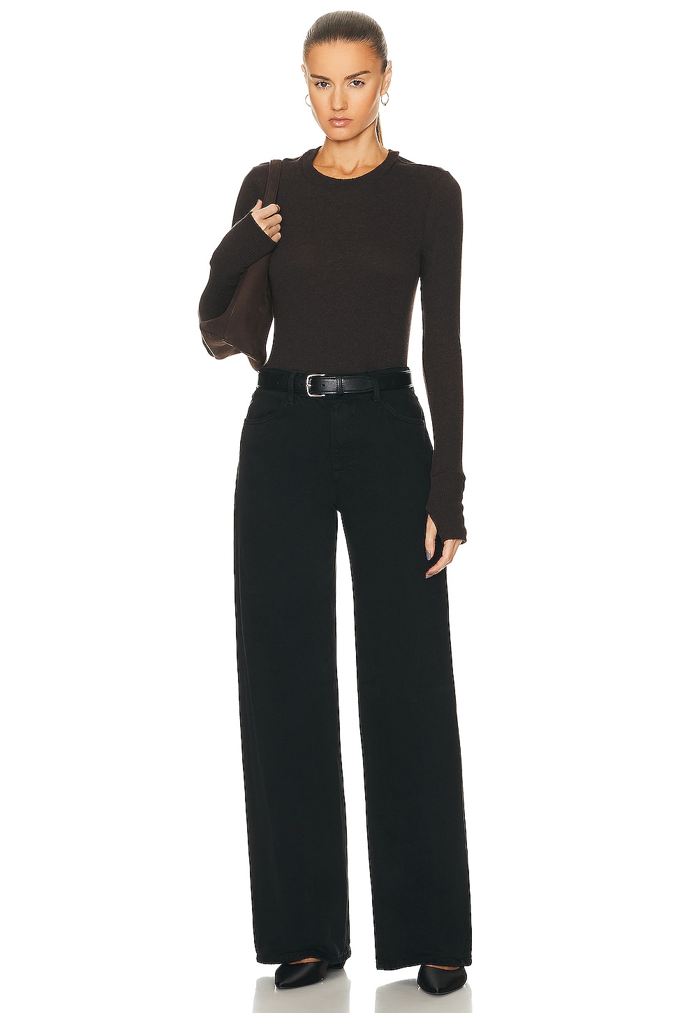 Enza Costa Cashmere Easy Cuffed Crew Neck Top