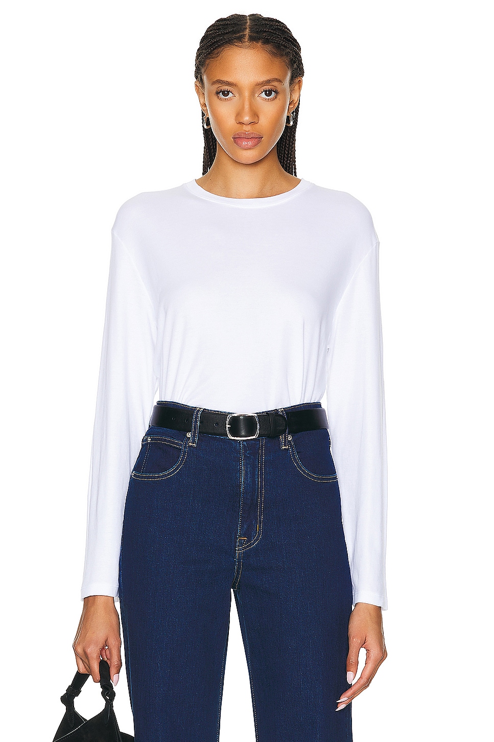Image 1 of Enza Costa Supima Cotton Oversized Long Sleeve Top in White