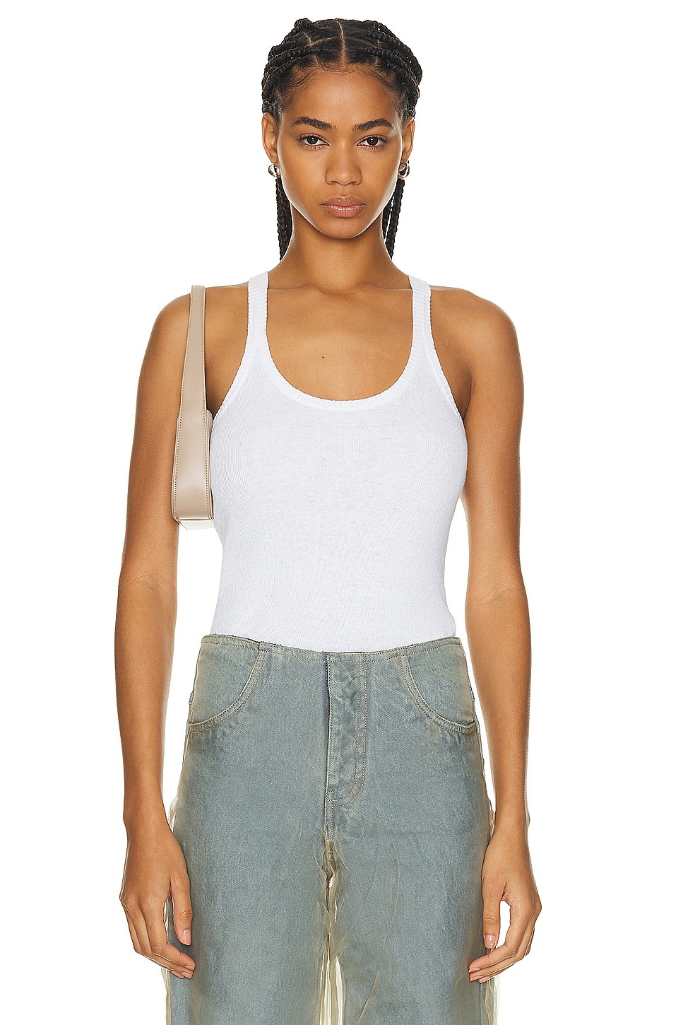 Image 1 of Enza Costa Linen Knit Strappy Tank Top in White