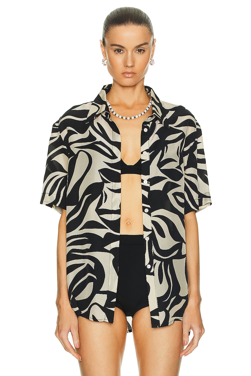 Image 1 of Enza Costa Resort Shirt in Abstract Tropical Cupro